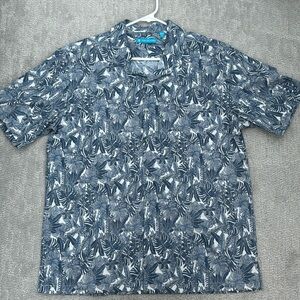 Tori Richard Blue Floral Aloha Shirt Large